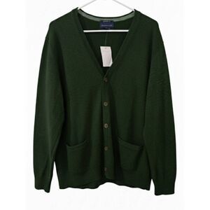 Lands End Womens Large classic everday army green Sweater 100% PIMA cotton